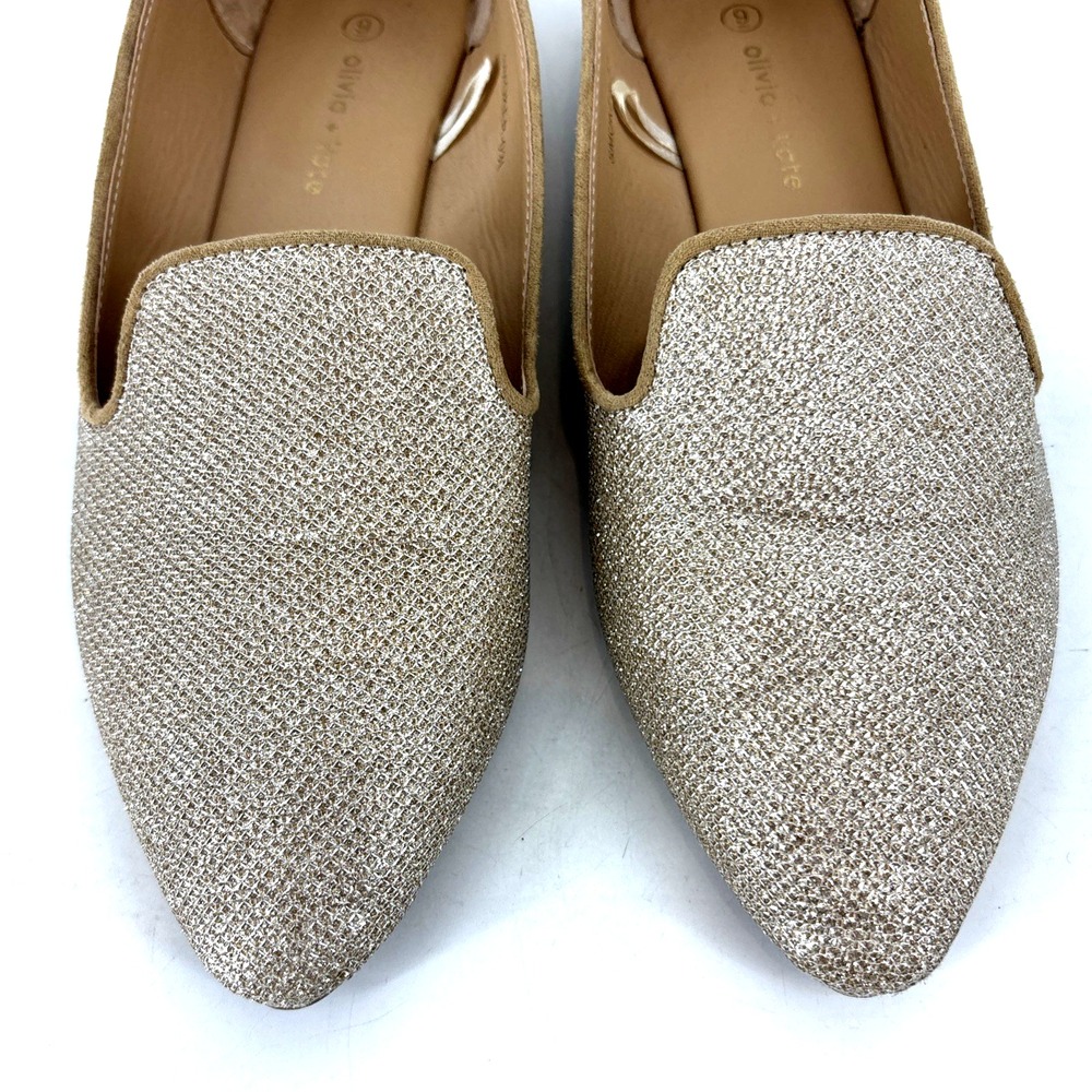 Olivia & Kate Women's Smoking Flat Gold Sparkle Glitter Size 9 Slip On SOLD OUT! - Picture 5 of 10